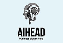  AI Logo - Artificial Intelligence Tech Head AI Logo - 人工智能科技头像