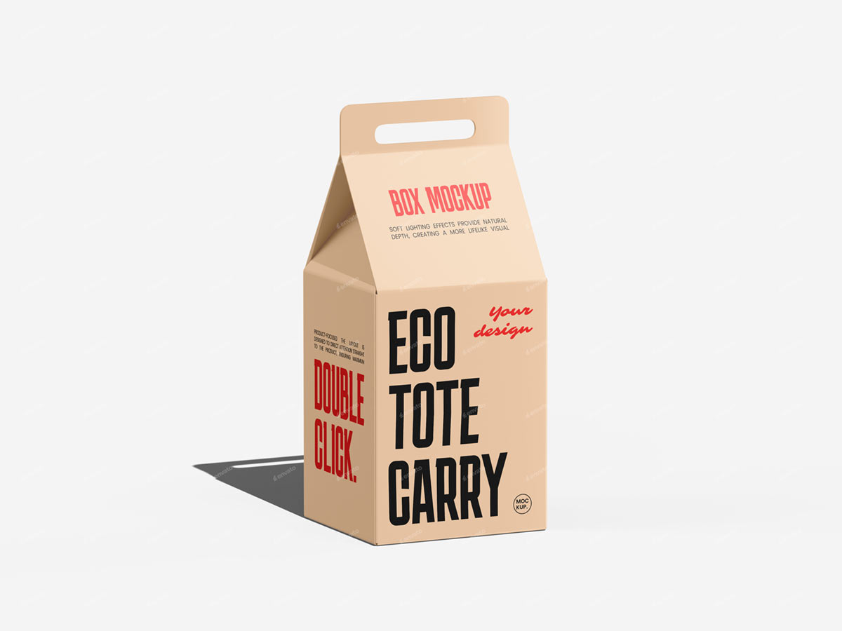 Eco Tote Carry Box Mockup 环保手提袋(图1) Eco Tote Carry Box Mockup 环保手提袋(图1)